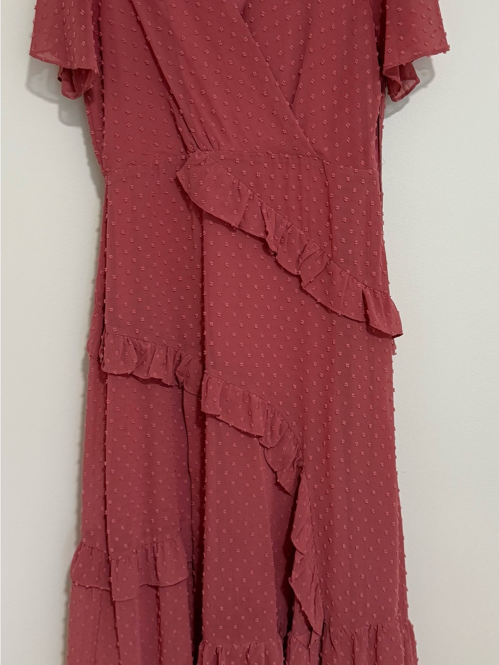 Lulu's Dusty Rose Ruffle Wrap Midi Dress